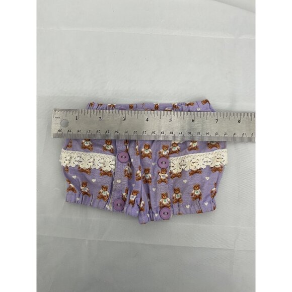 Vintage Purple Baby Doll Outfit Top and Bloomers With Teddy Bear Print Lace Trim - Picture 5 of 6
